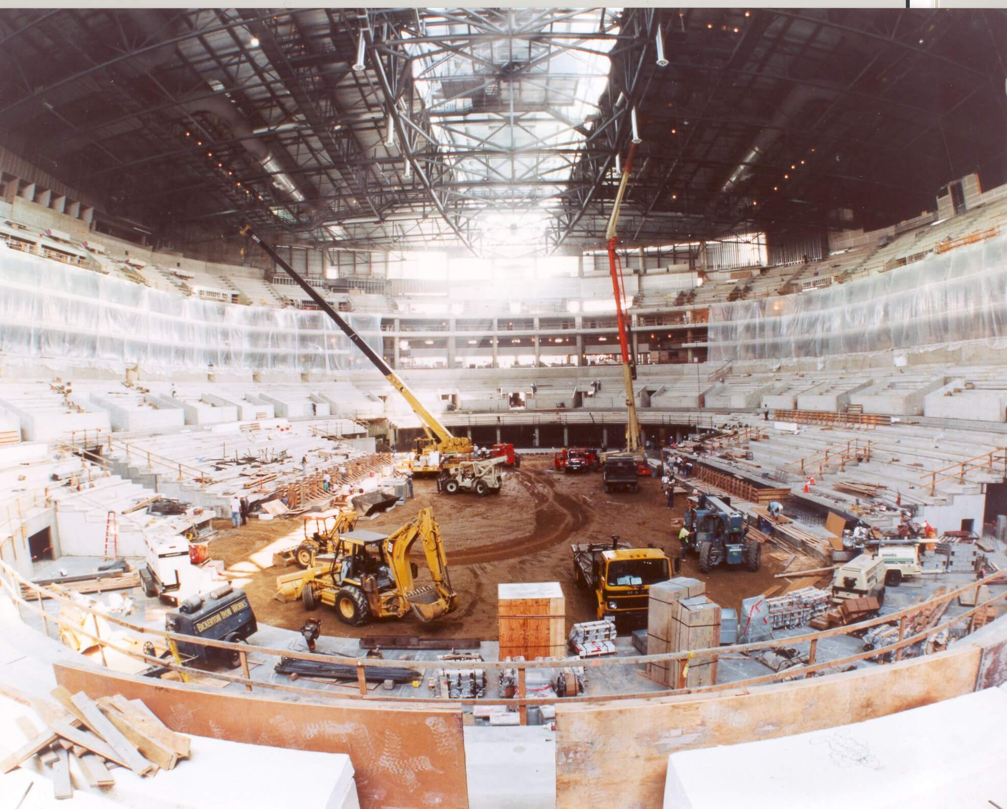 staples center interior - construction and trucks building in process